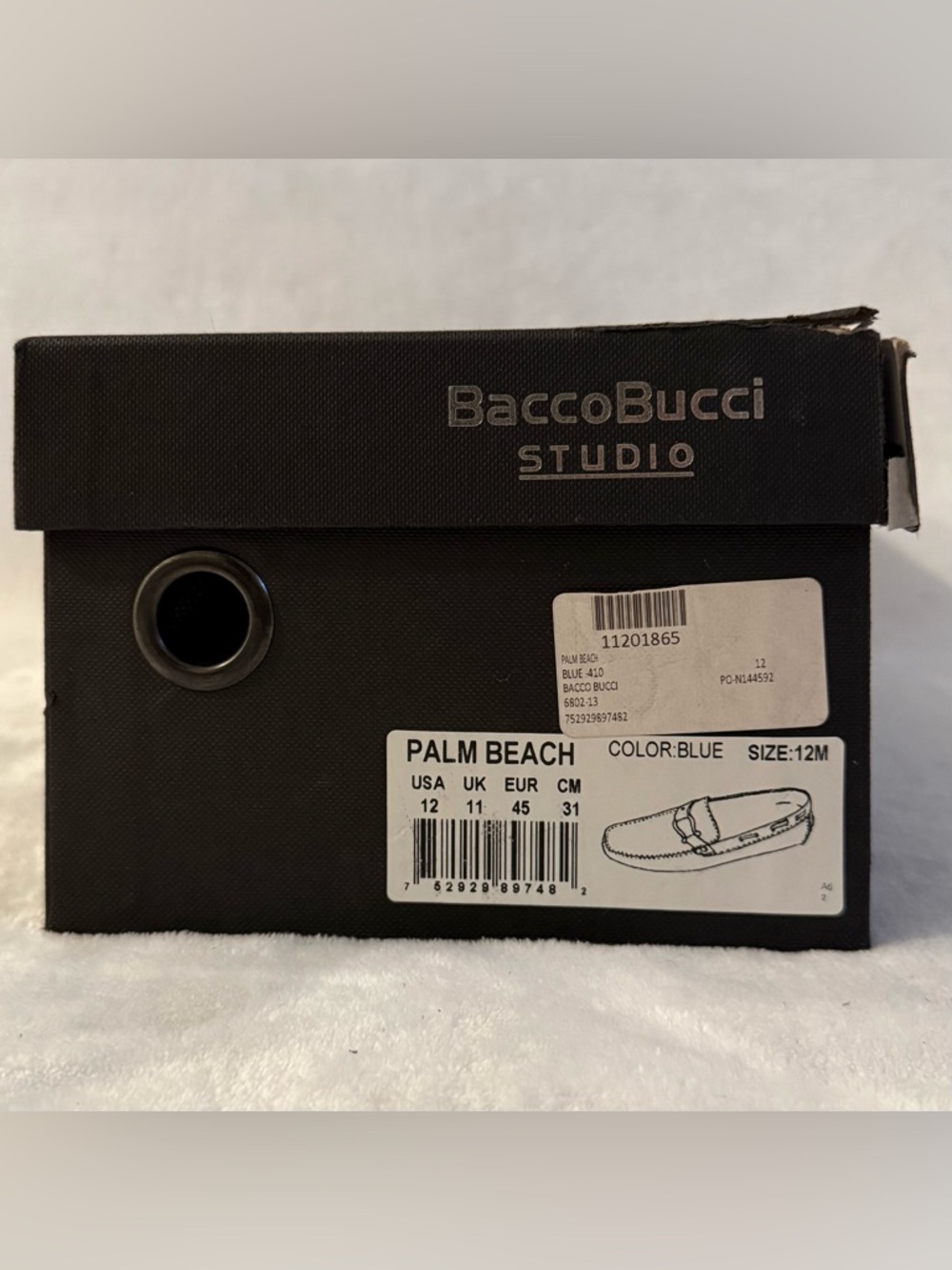 Bacco Bucci Studio Palm Beach Blue Leather Driving Loafers - Picture 12 of 14